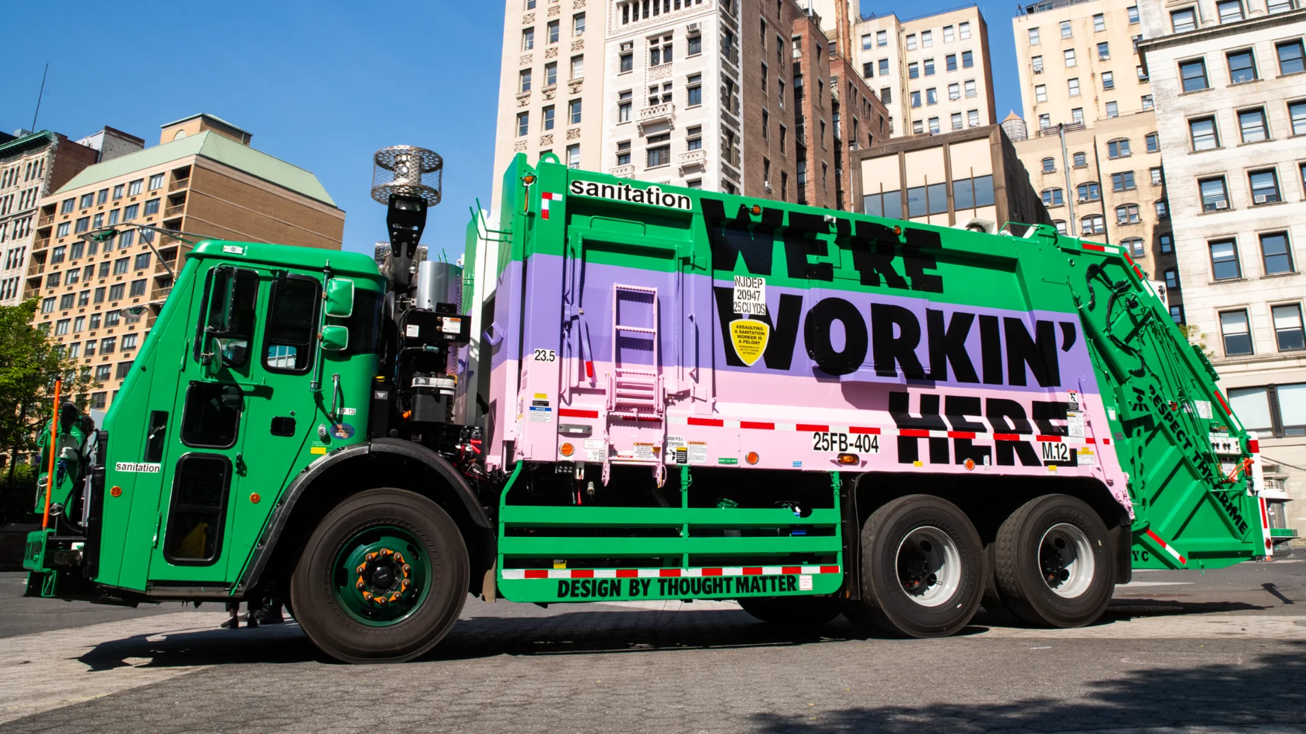 New York City sanitation truck with a large-scale design intervention