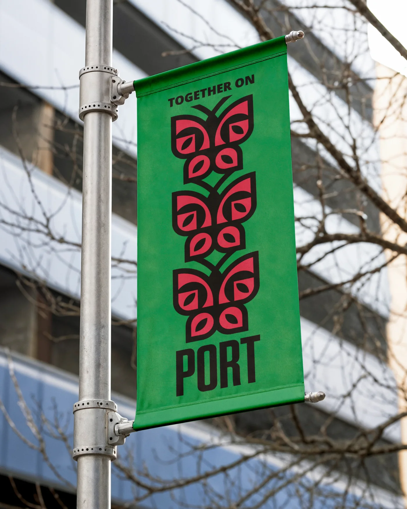 Together on Port neighborhood identity flag in Staten Island